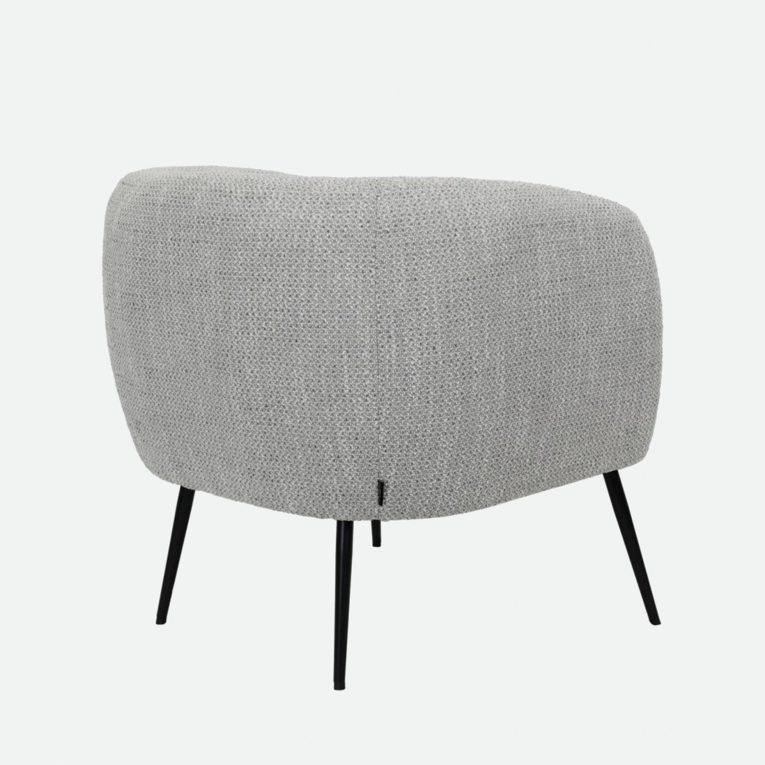 Calcinara armchair in gray chenille with black metal legs