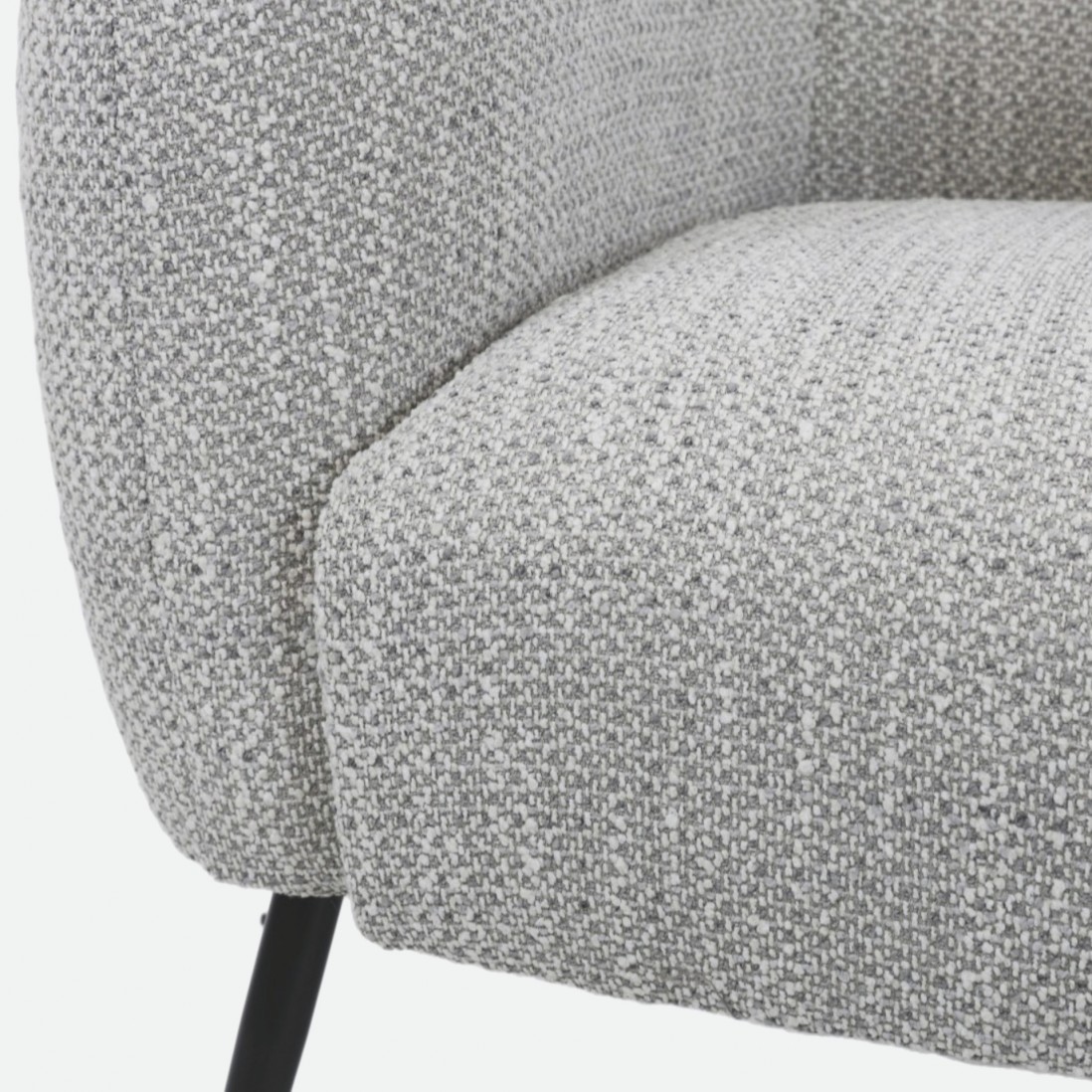 Calcinara armchair in gray chenille with black metal legs