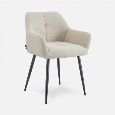 Narbona chair cream lined fabric and black metal legs Narbona chair cream lined fabric and black metal legs