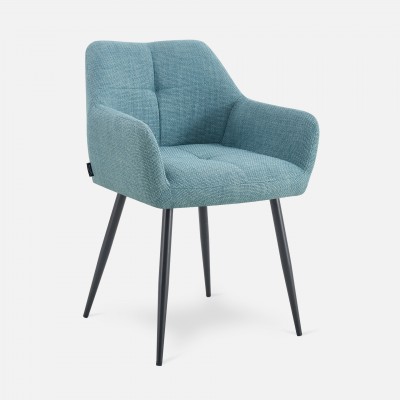 Narbona chair blue lined fabric and black metal legs Narbona chair blue lined fabric and black metal legs