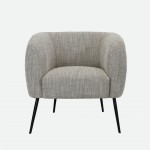 Calcinara armchair in beige chenille with black metal legs