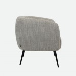Calcinara armchair in beige chenille with black metal legs