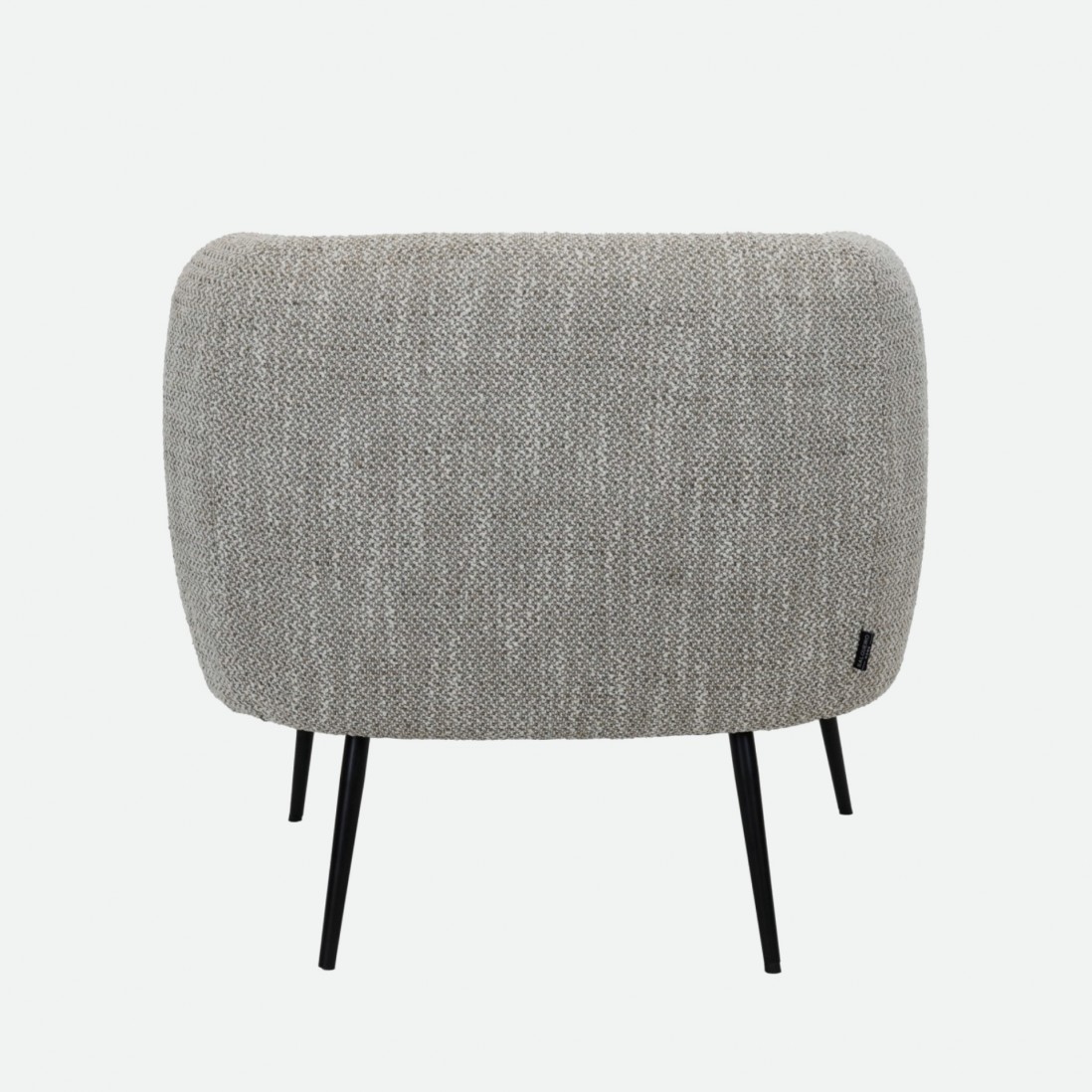 Calcinara armchair in beige chenille with black metal legs