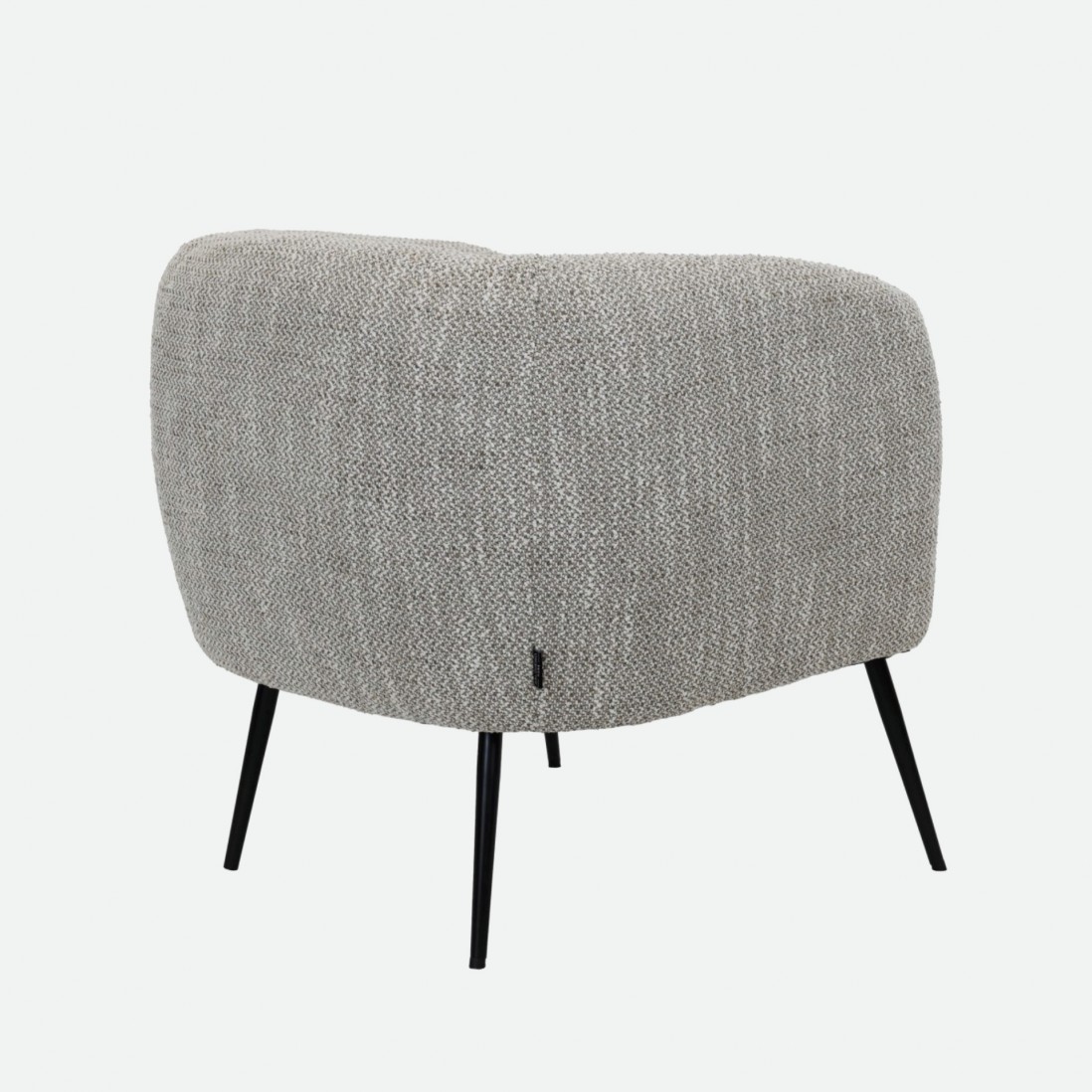 Calcinara armchair in beige chenille with black metal legs