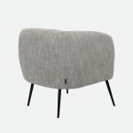 Calcinara armchair in beige chenille with black metal legs