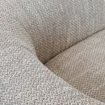 Calcinara armchair in beige chenille with black metal legs