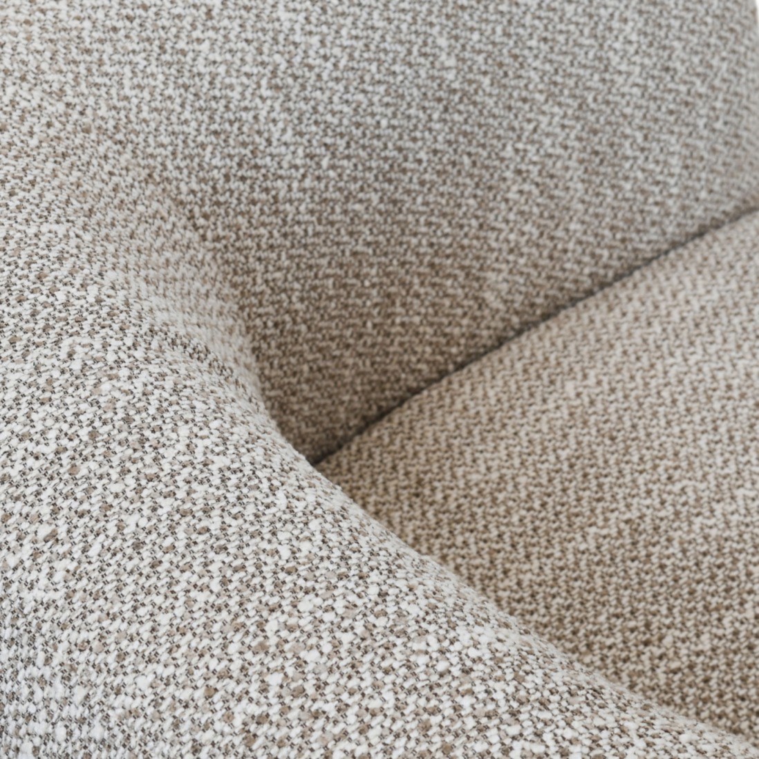 Calcinara armchair in beige chenille with black metal legs