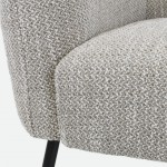 Calcinara armchair in beige chenille with black metal legs