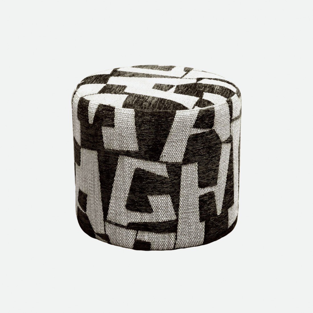 Pouf redondo Stava em chenille preto