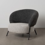 Armchair 785 in metal and gray chenille