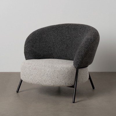 Armchair 785 in metal and gray chenille Armchair 785 in metal and gray chenille