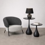 Armchair 785 in metal and gray chenille