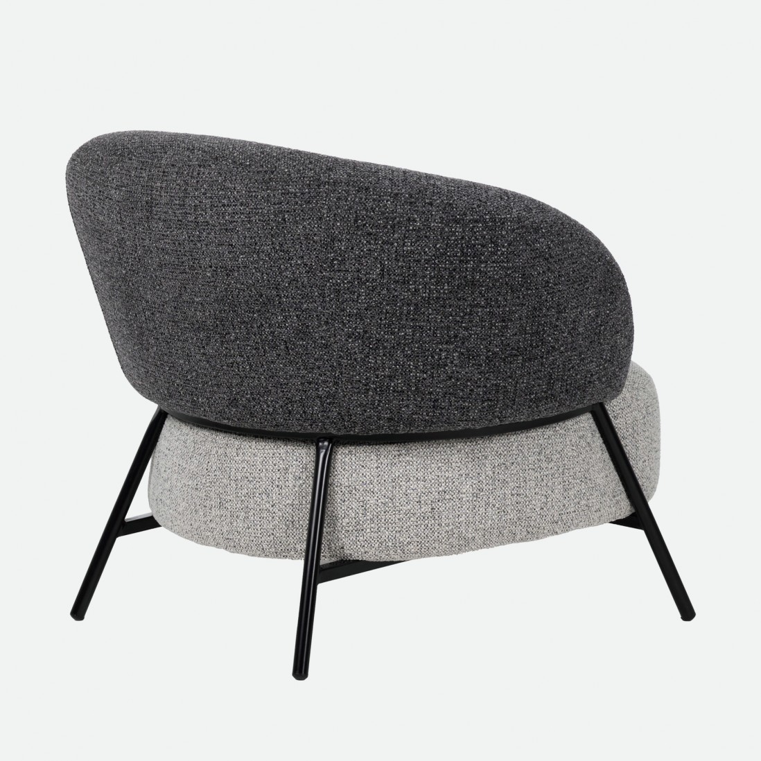 Armchair 785 in metal and gray chenille