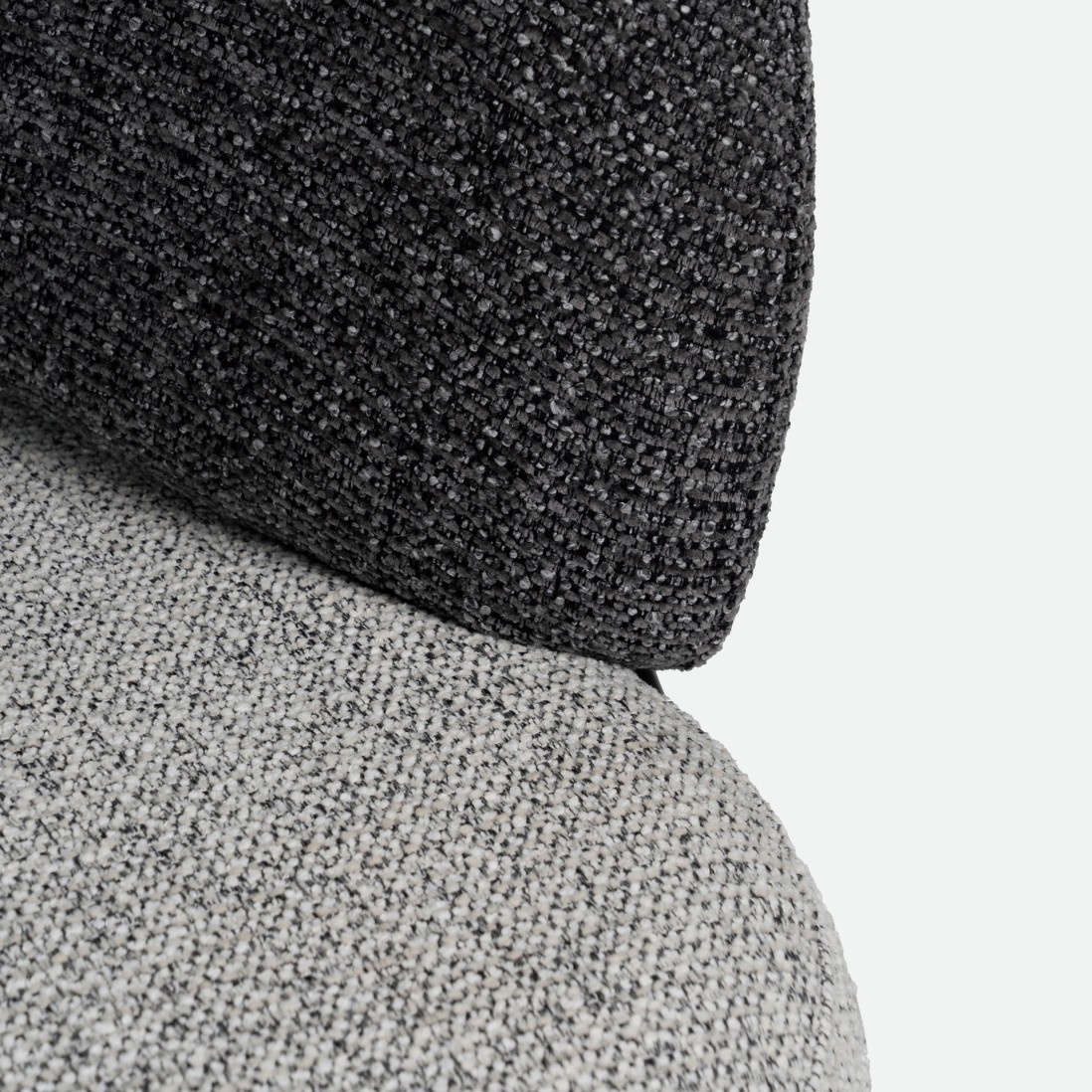 Armchair 785 in metal and gray chenille