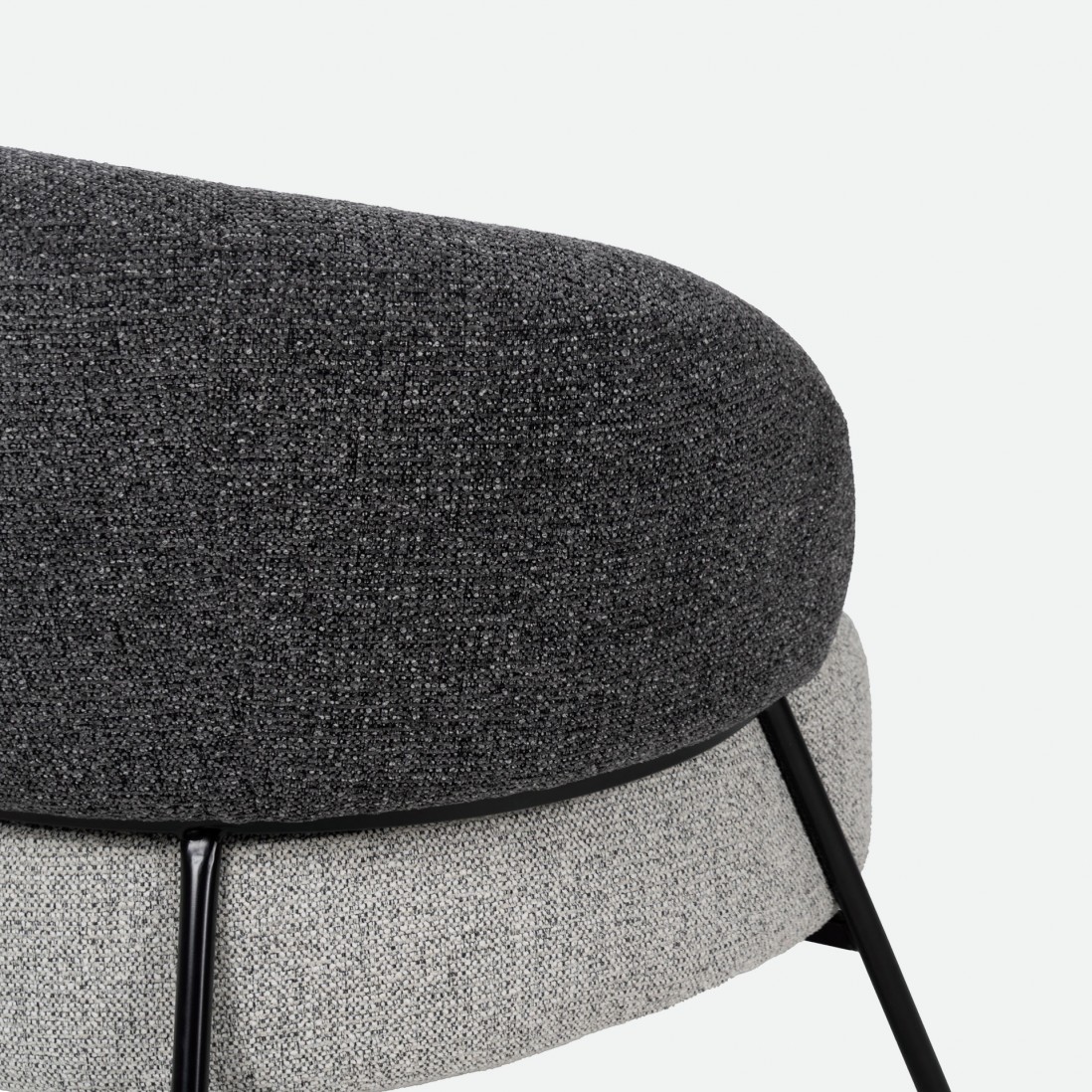 Armchair 785 in metal and gray chenille
