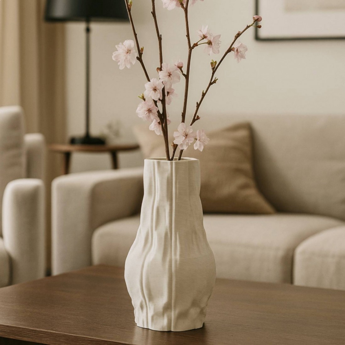 White ceramic 3D jar 839 24 cm