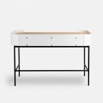 Console table with 2 drawers in oak and white lacquer with black metal legs 120 x 40 cm