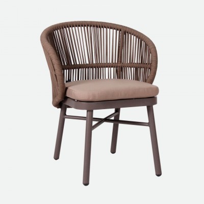 Stackable outdoor chair Trebbia brown in rope and aluminum