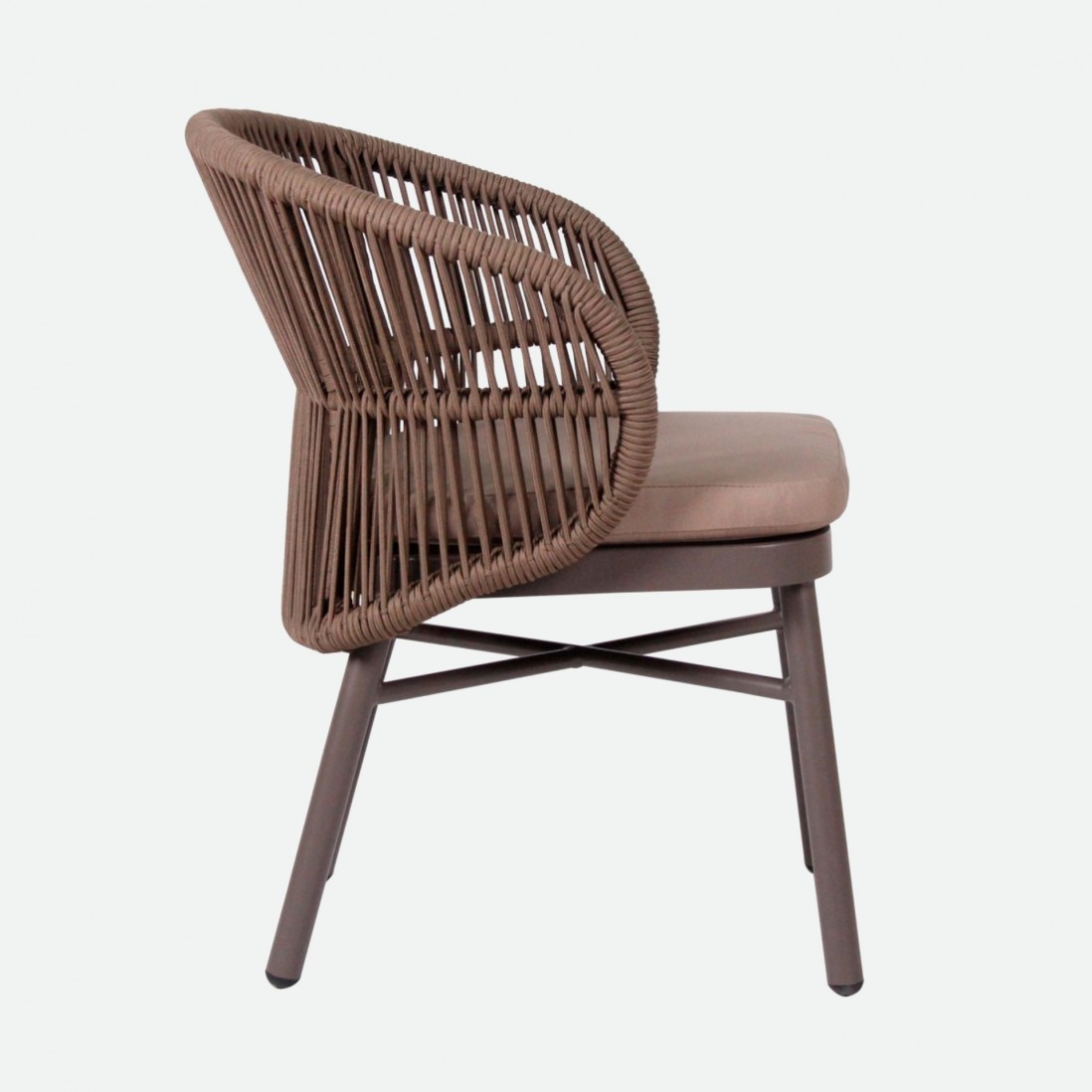 Stackable outdoor chair Trebbia brown in rope and aluminum