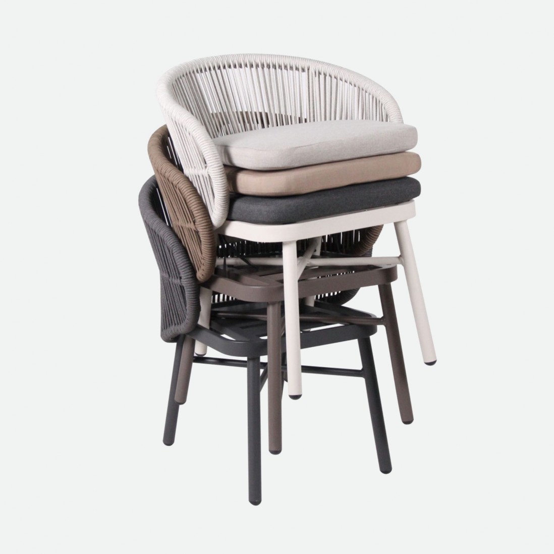 Stackable outdoor chair Trebbia brown in rope and aluminum