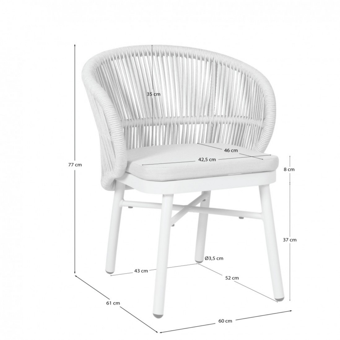 Stackable outdoor chair Trebbia brown in rope and aluminum