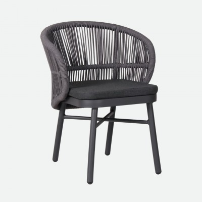 Trebbia stackable outdoor chair dark gray in rope and aluminum Trebbia stackable outdoor chair dark gray in rope and aluminum