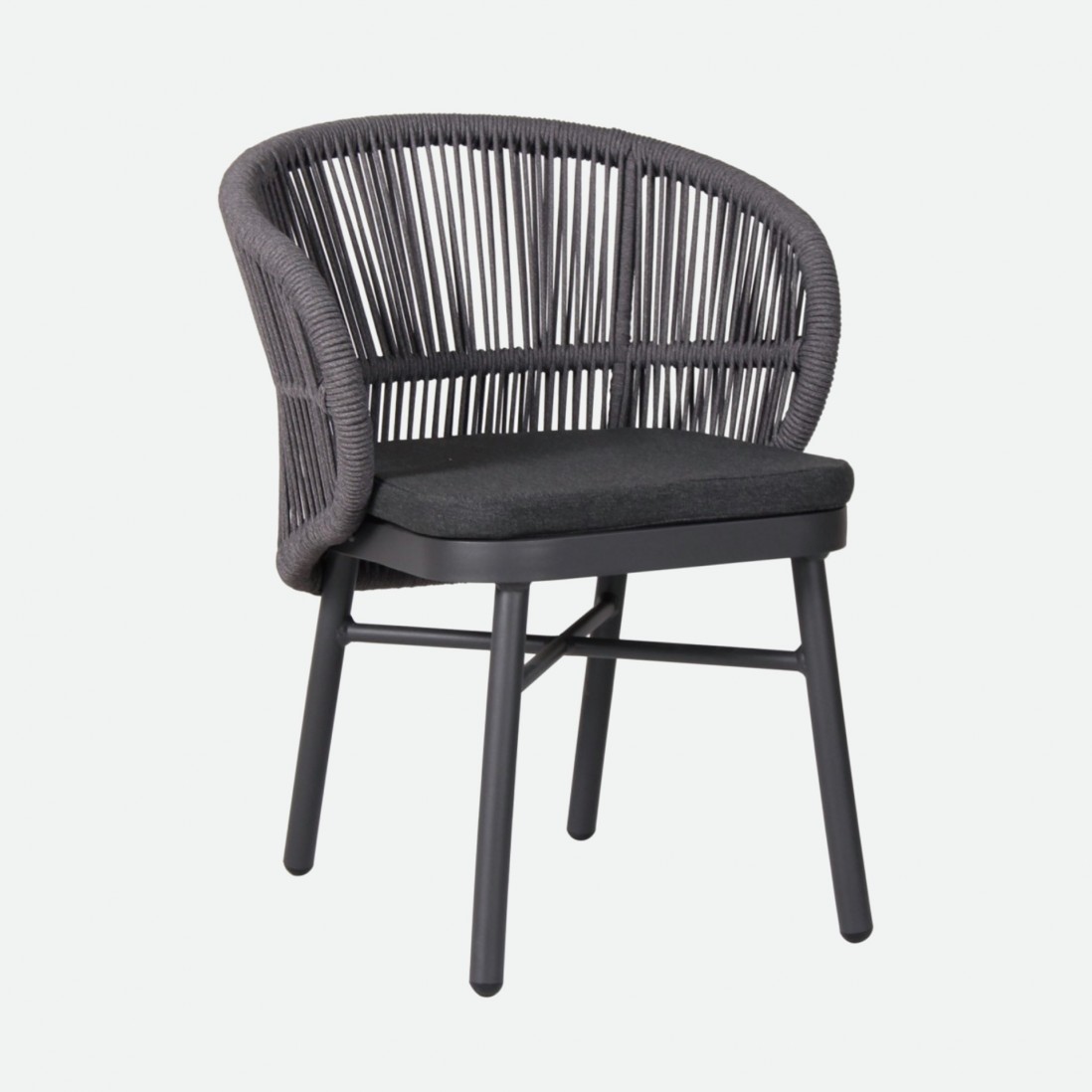 Trebbia stackable outdoor chair dark gray in rope and aluminum