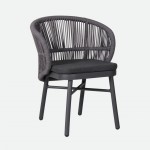 Trebbia stackable outdoor chair dark gray in rope and aluminum