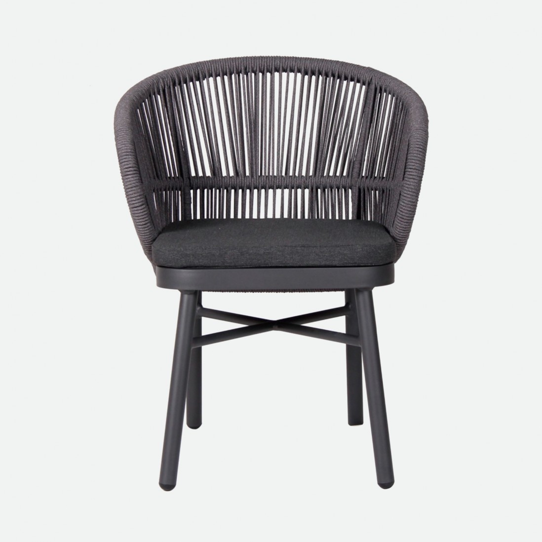 Trebbia stackable outdoor chair dark gray in rope and aluminum