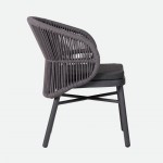 Trebbia stackable outdoor chair dark gray in rope and aluminum