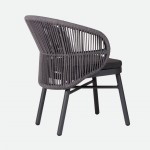 Trebbia stackable outdoor chair dark gray in rope and aluminum