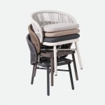 Trebbia stackable outdoor chair dark gray in rope and aluminum