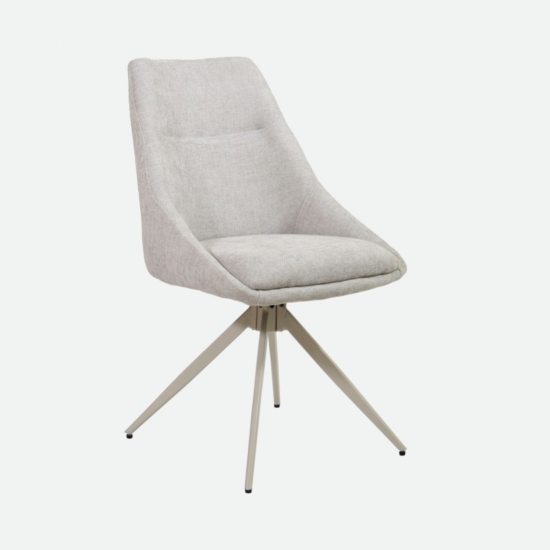 Caen chair gray fabric swivel chair with cream metal legs