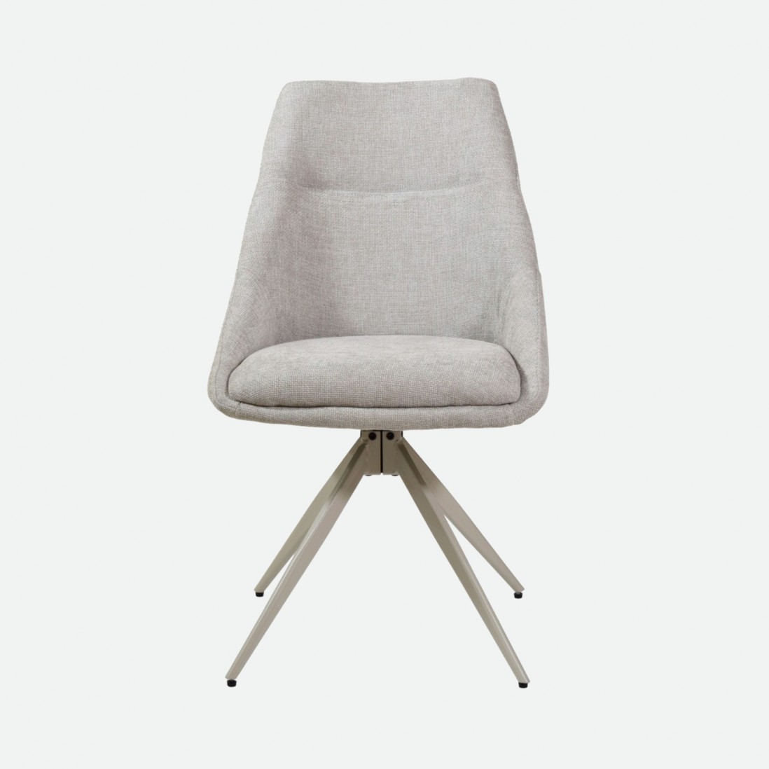 Caen chair gray fabric swivel chair with cream metal legs