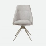 Caen chair gray fabric swivel chair with cream metal legs