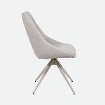 Caen chair gray fabric swivel chair with cream metal legs