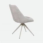Caen chair gray fabric swivel chair with cream metal legs