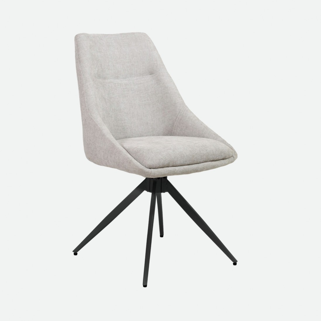 Caen chair cream fabric swivel chair with black metal legs