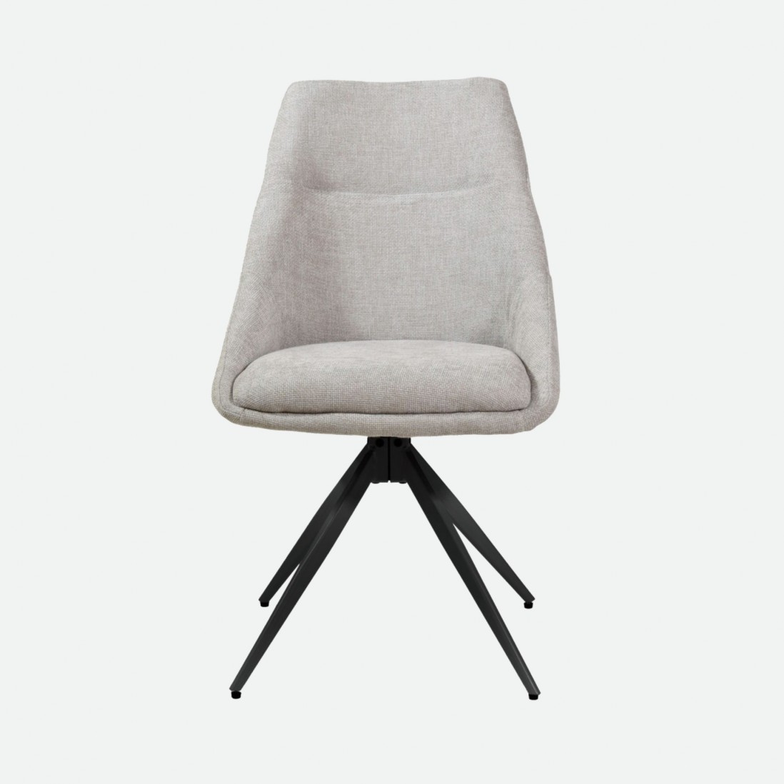 Caen chair cream fabric swivel chair with black metal legs