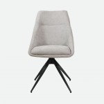 Caen chair cream fabric swivel chair with black metal legs