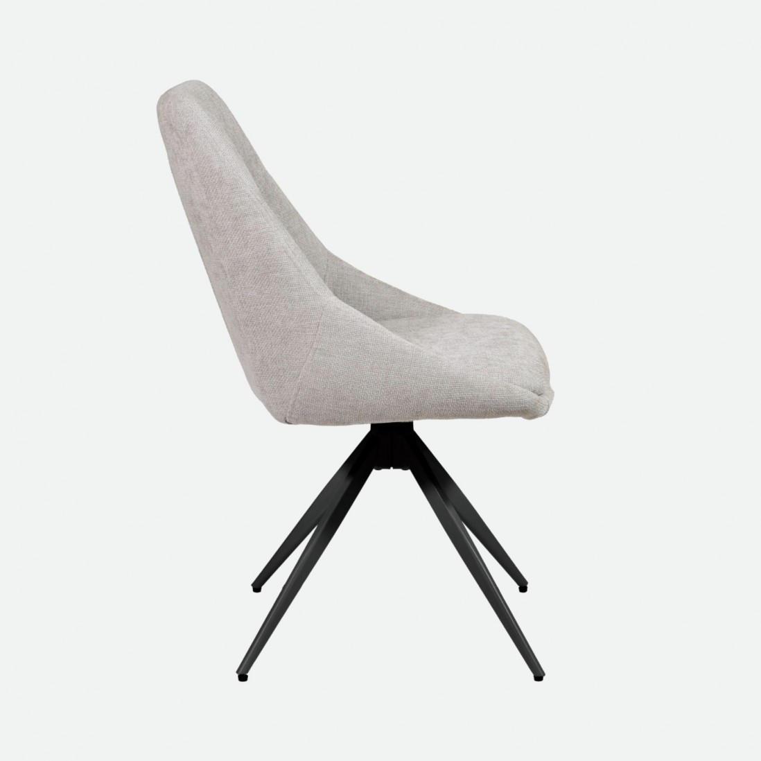 Caen chair cream fabric swivel chair with black metal legs