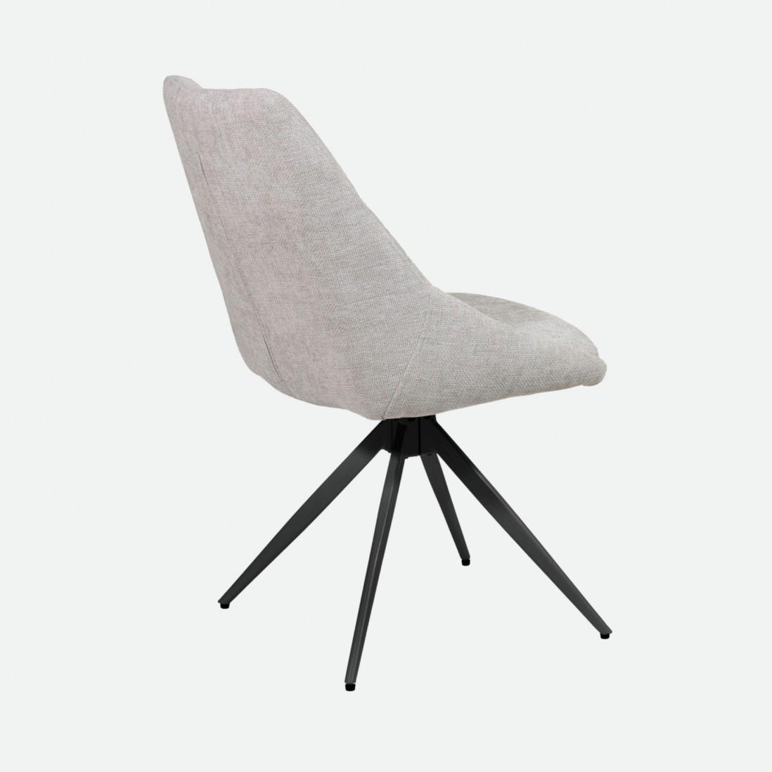 Caen chair cream fabric swivel chair with black metal legs