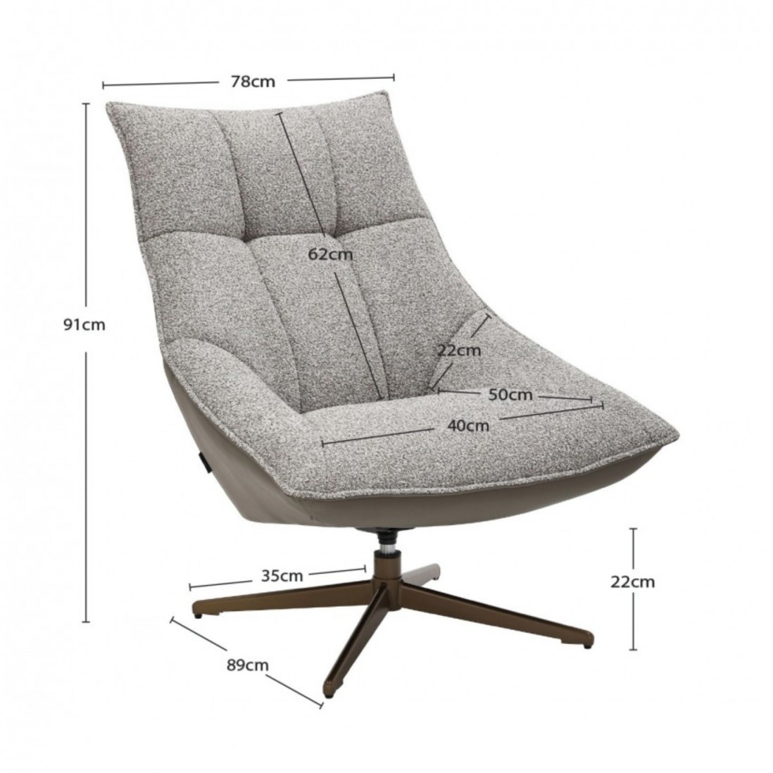 Swivel Armchair Serres Taupe