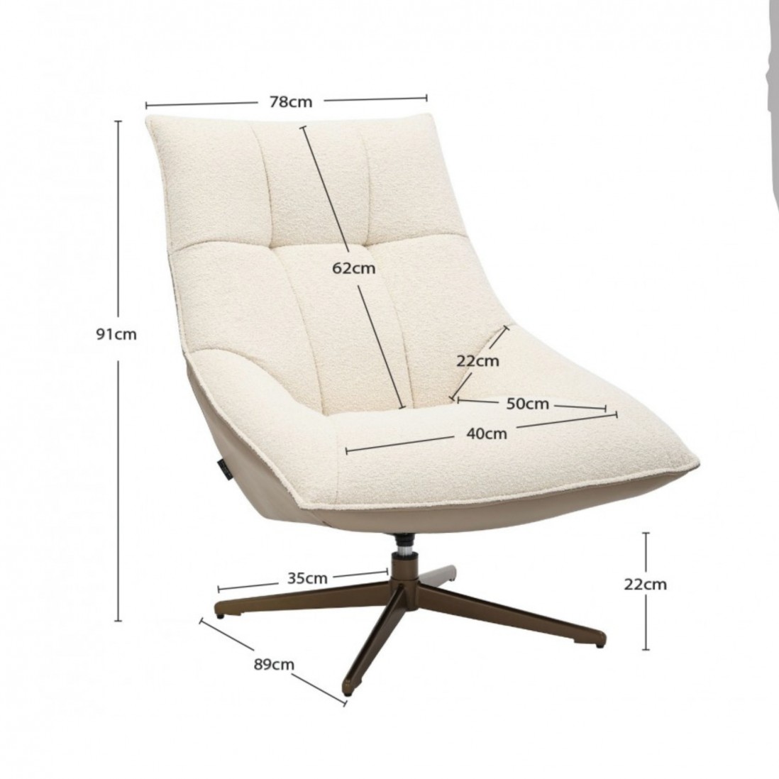 Swivel Armchair Serres Cream