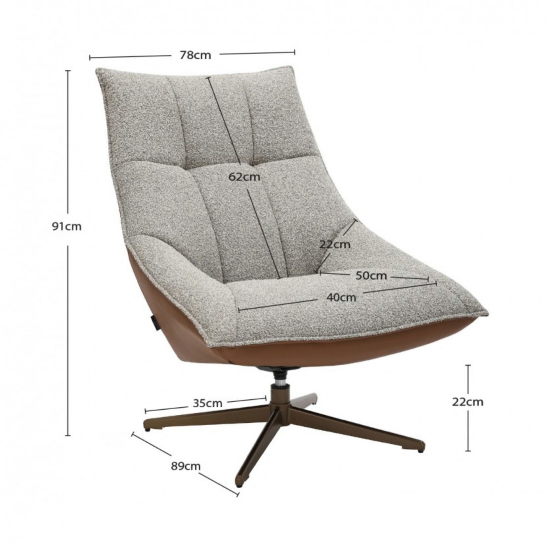 Swivel Armchair Serres Beige