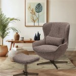 Armchair with Swivel and Footrest Ancelle Brown