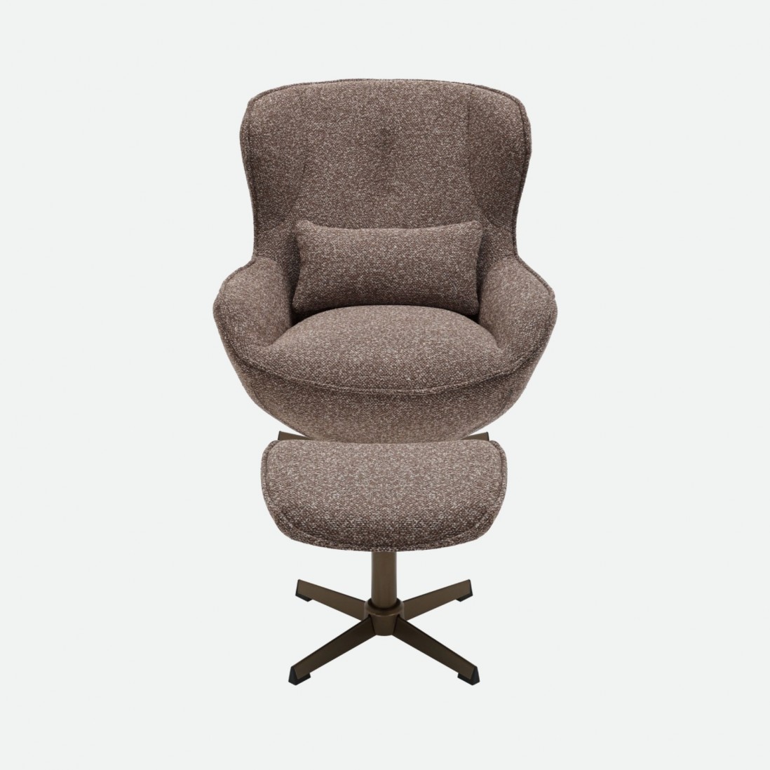 Armchair with Swivel and Footrest Ancelle Brown