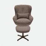 Armchair with Swivel and Footrest Ancelle Brown
