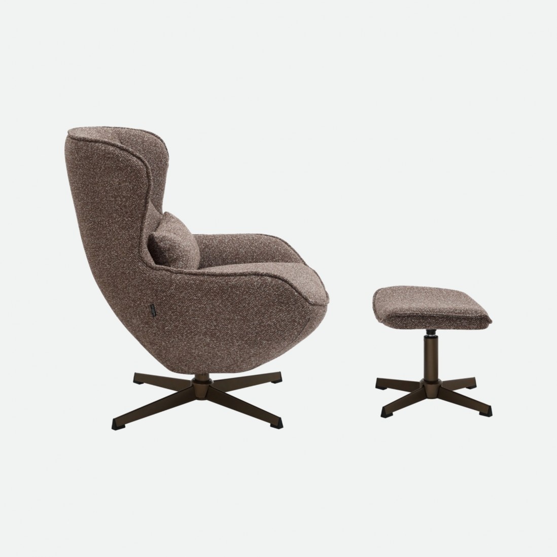 Armchair with Swivel and Footrest Ancelle Brown