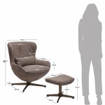Armchair with Swivel and Footrest Ancelle Brown